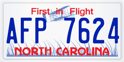NC license plate AFP7624
