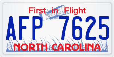 NC license plate AFP7625