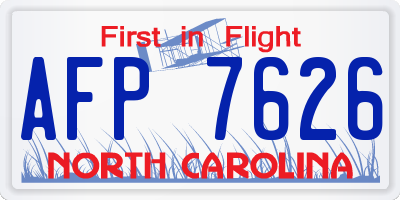 NC license plate AFP7626