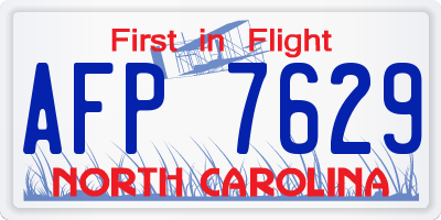 NC license plate AFP7629