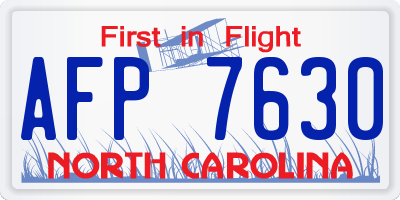 NC license plate AFP7630