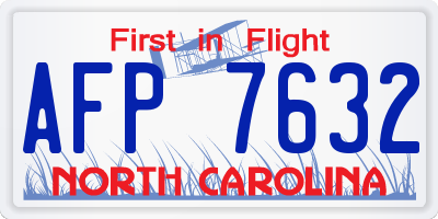 NC license plate AFP7632