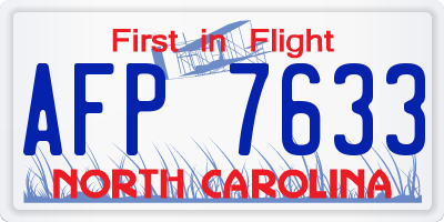 NC license plate AFP7633