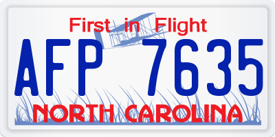 NC license plate AFP7635