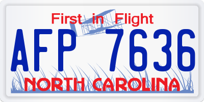 NC license plate AFP7636