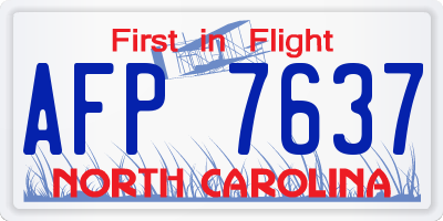 NC license plate AFP7637