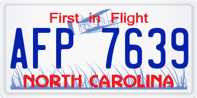 NC license plate AFP7639