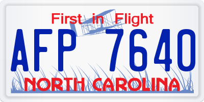 NC license plate AFP7640