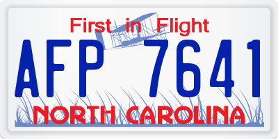 NC license plate AFP7641