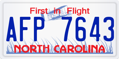NC license plate AFP7643