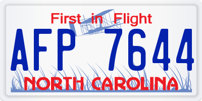 NC license plate AFP7644