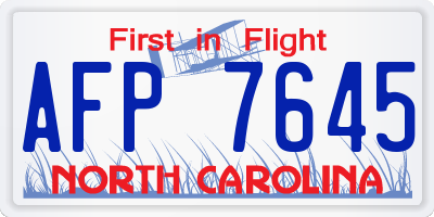 NC license plate AFP7645