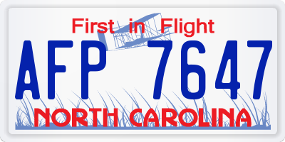 NC license plate AFP7647
