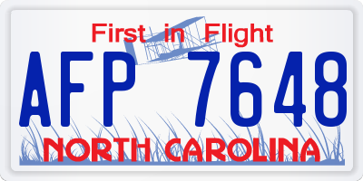 NC license plate AFP7648