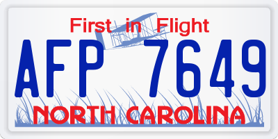 NC license plate AFP7649