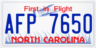 NC license plate AFP7650