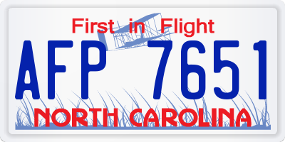 NC license plate AFP7651