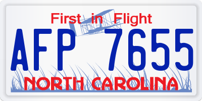 NC license plate AFP7655