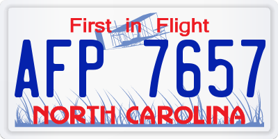 NC license plate AFP7657