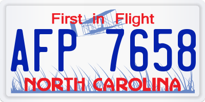 NC license plate AFP7658
