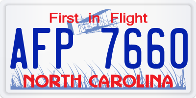 NC license plate AFP7660