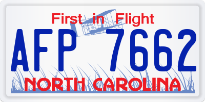NC license plate AFP7662