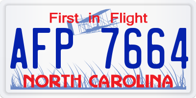 NC license plate AFP7664