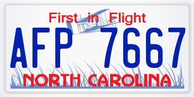 NC license plate AFP7667