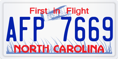 NC license plate AFP7669
