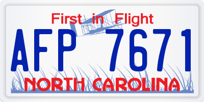 NC license plate AFP7671