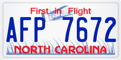 NC license plate AFP7672