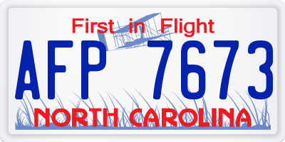 NC license plate AFP7673