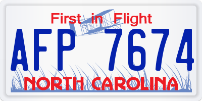 NC license plate AFP7674