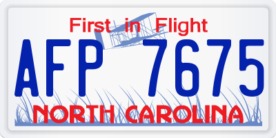 NC license plate AFP7675