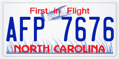 NC license plate AFP7676