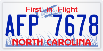 NC license plate AFP7678