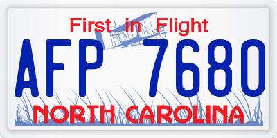 NC license plate AFP7680