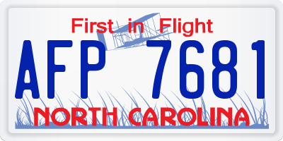NC license plate AFP7681