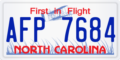 NC license plate AFP7684