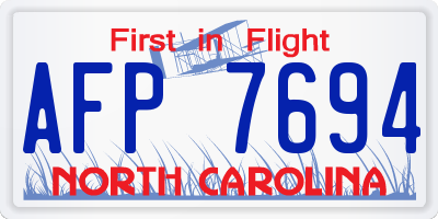NC license plate AFP7694