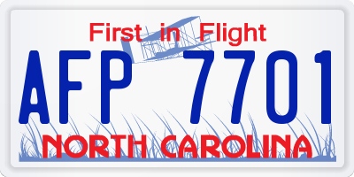 NC license plate AFP7701