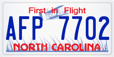 NC license plate AFP7702