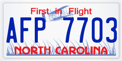NC license plate AFP7703