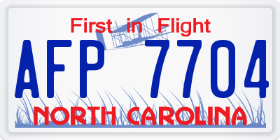 NC license plate AFP7704