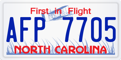 NC license plate AFP7705