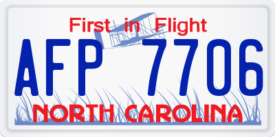 NC license plate AFP7706