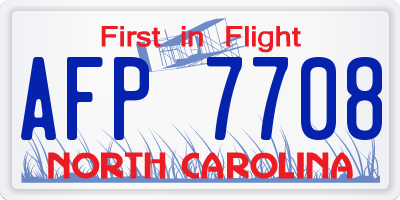 NC license plate AFP7708
