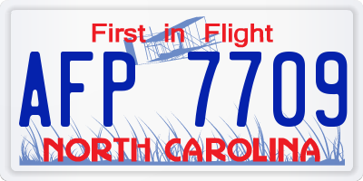 NC license plate AFP7709