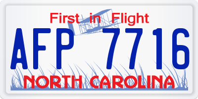 NC license plate AFP7716