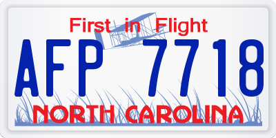 NC license plate AFP7718